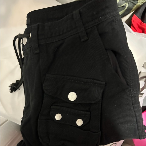 Black Drawstring Cargo Pants - Picture 2 of 5